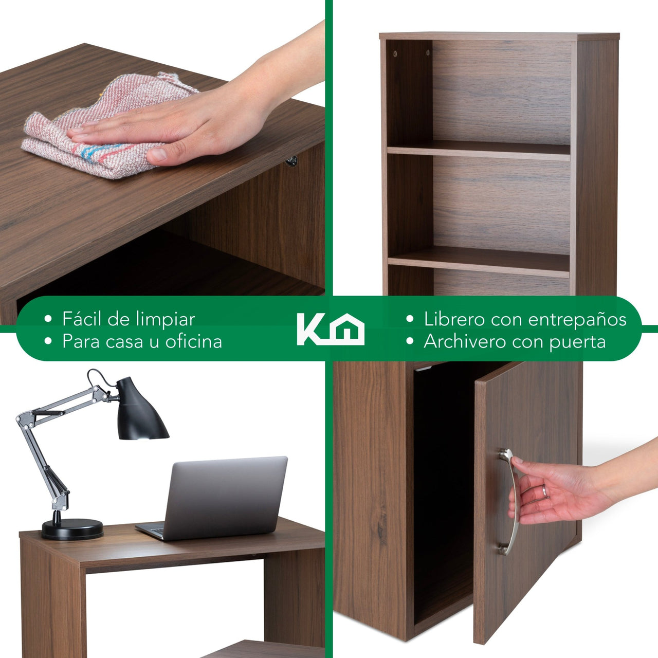 Combo Escritorio, Librero y Archivero para Hogar y Oficina