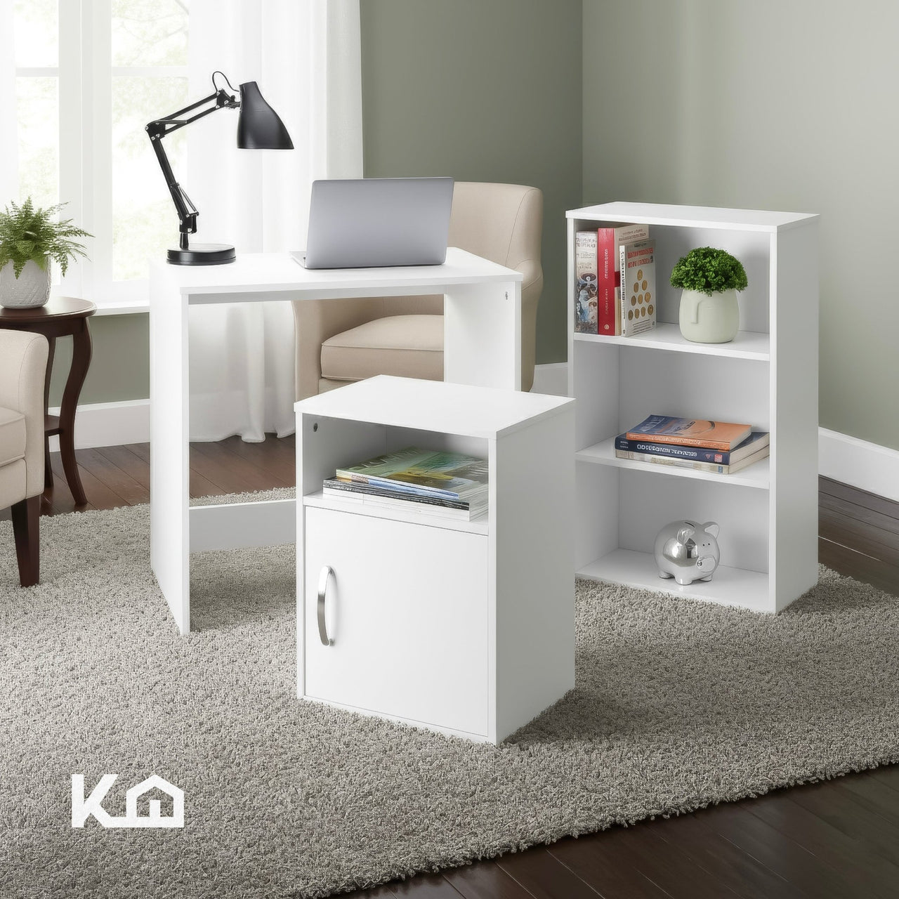 Combo Escritorio, Librero y Archivero para Hogar y Oficina