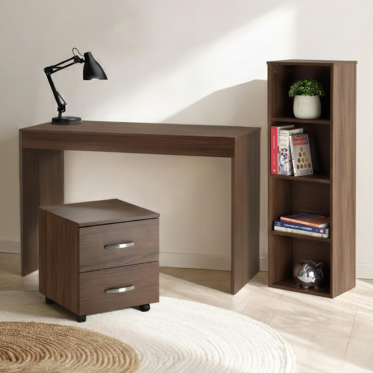 Combo Escritorio, Librero y Archivero para Hogar y Oficina