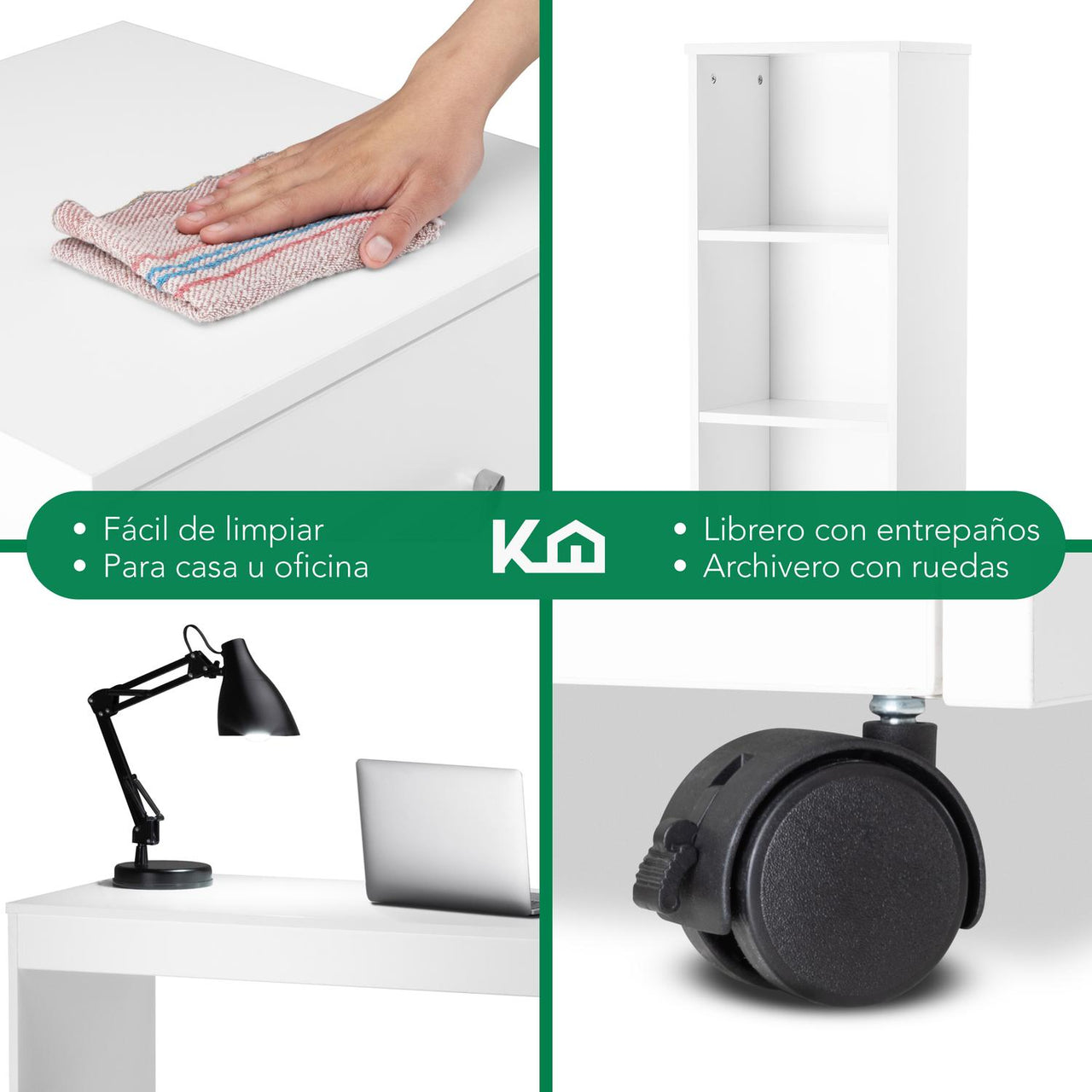 Combo Escritorio, Librero y Archivero para Hogar y Oficina