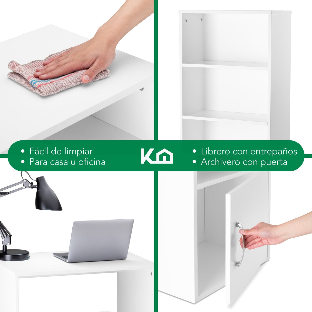 Combo Escritorio, Librero y Archivero para Hogar y Oficina