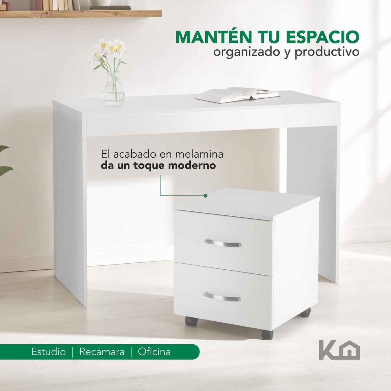 Combo Escritorio, Librero y Archivero para Hogar y Oficina