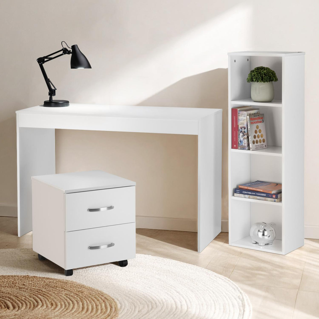 Combo Escritorio, Librero y Archivero para Hogar y Oficina