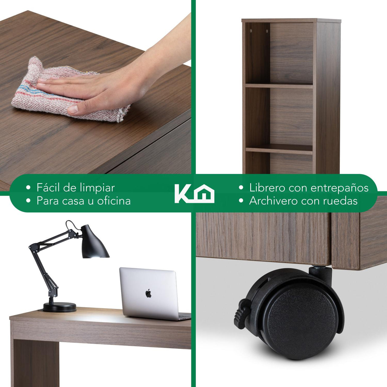Combo Escritorio, Librero y Archivero para Hogar y Oficina
