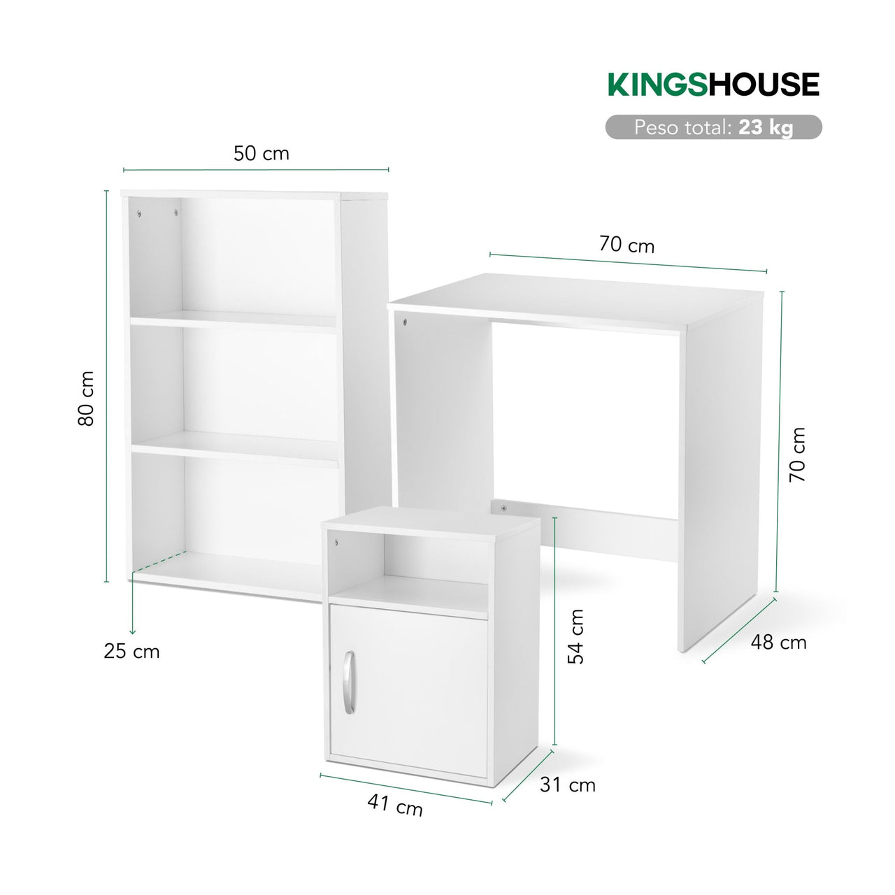 Combo Escritorio, Librero y Archivero para Hogar y Oficina