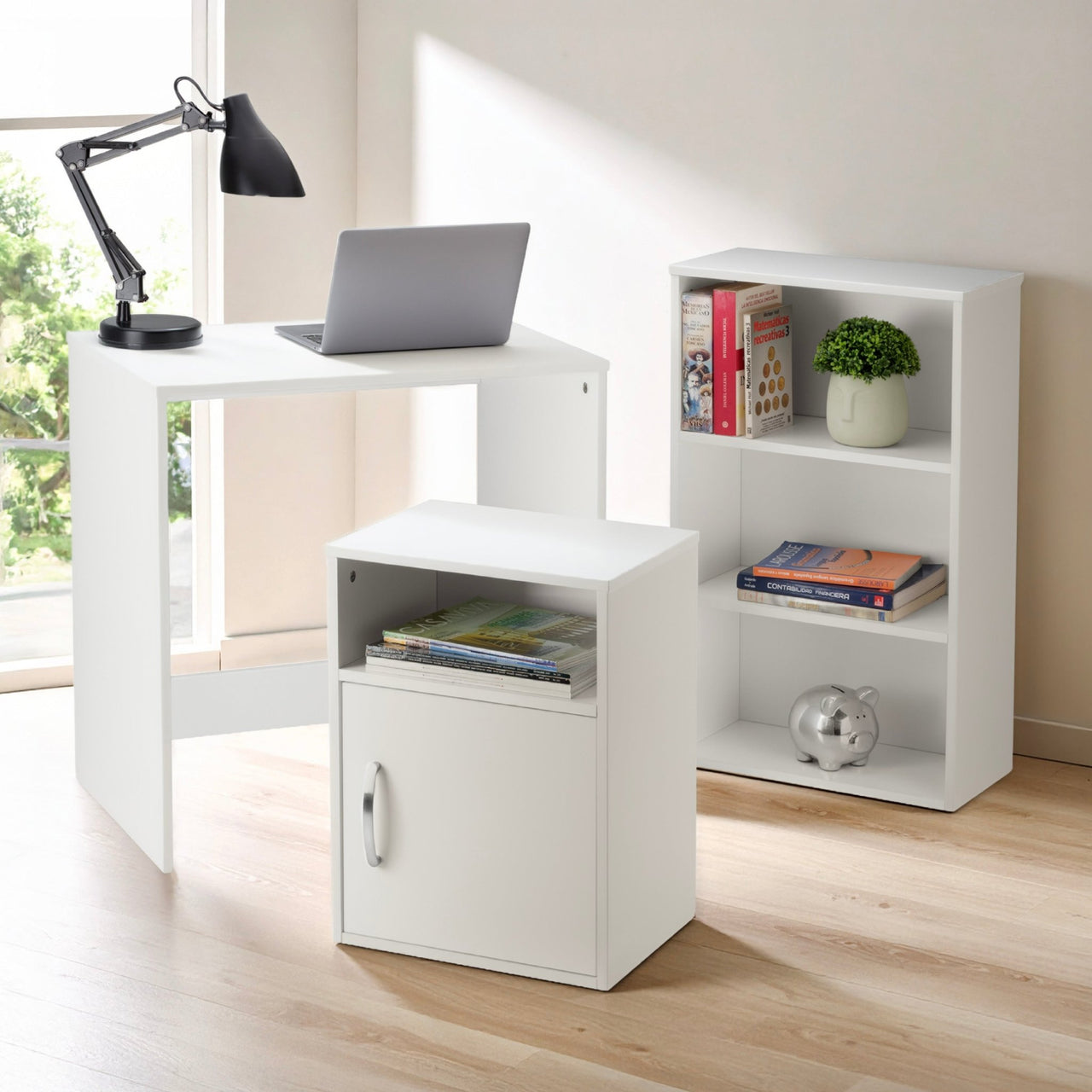 Combo Escritorio, Librero y Archivero para Hogar y Oficina