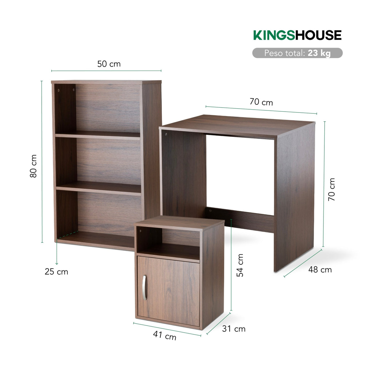 Combo Escritorio, Librero y Archivero para Hogar y Oficina