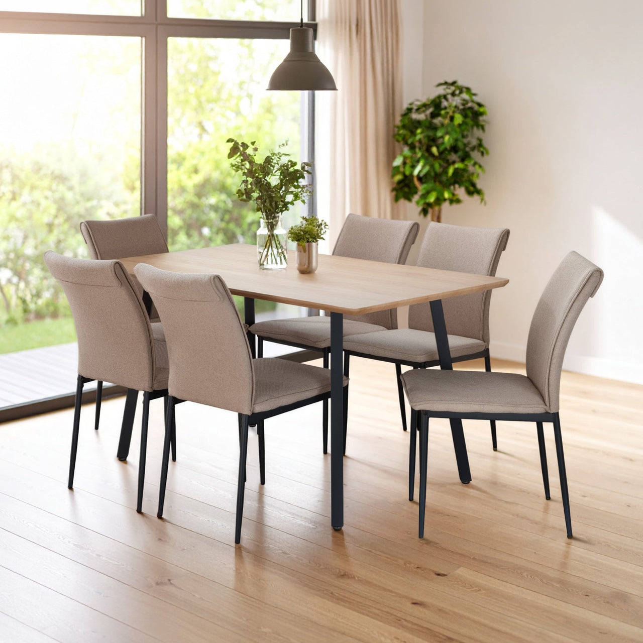 Comedor 6 Sillas Modelo Vita Estilo Madera Moderno Elegante