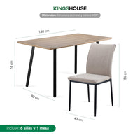 Thumbnail for Comedor 6 Sillas Modelo Vita Estilo Madera Moderno Elegante