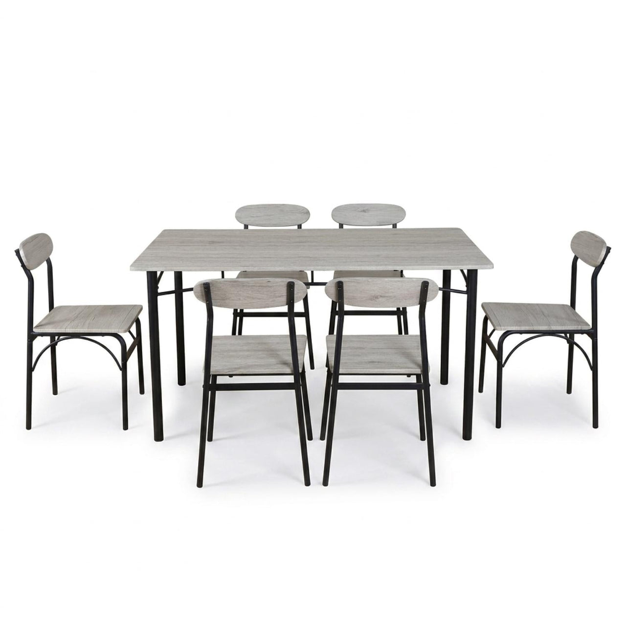 Comedor 6 Sillas y Mesa Rectangular Minimalista Madera Metal