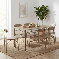 Thumbnail for Comedor 6 Sillas y Mesa Rectangular Minimalista Madera Metal