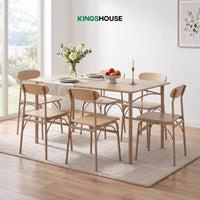 Thumbnail for Comedor 6 Sillas y Mesa Rectangular Minimalista Madera Metal