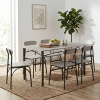 Thumbnail for Comedor 6 Sillas y Mesa Rectangular Minimalista Madera Metal