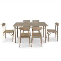 Thumbnail for Comedor 6 Sillas y Mesa Rectangular Minimalista Madera Metal