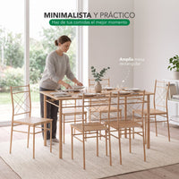 Thumbnail for Comedor 6 Sillas y Mesa Rectangular Moderno Madera y Metal