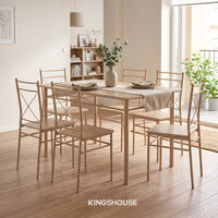 Thumbnail for Comedor 6 Sillas y Mesa Rectangular Moderno Madera y Metal