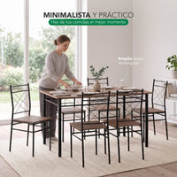 Thumbnail for Comedor 6 Sillas y Mesa Rectangular Moderno Madera y Metal