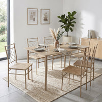 Thumbnail for Comedor 6 Sillas y Mesa Rectangular Moderno Madera y Metal