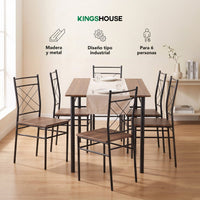 Thumbnail for Comedor 6 Sillas y Mesa Rectangular Moderno Madera y Metal