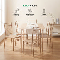 Thumbnail for Comedor 6 Sillas y Mesa Rectangular Moderno Madera y Metal