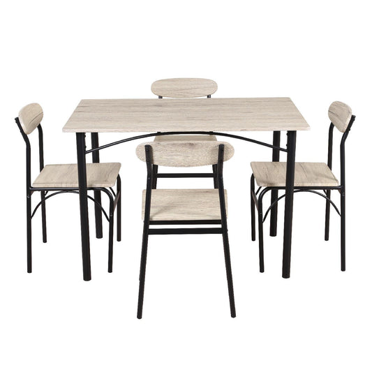 Comedor De 4 Sillas Metal Mesa Rectangular Elegante ModernoDNG - ROBLE2 - BEN