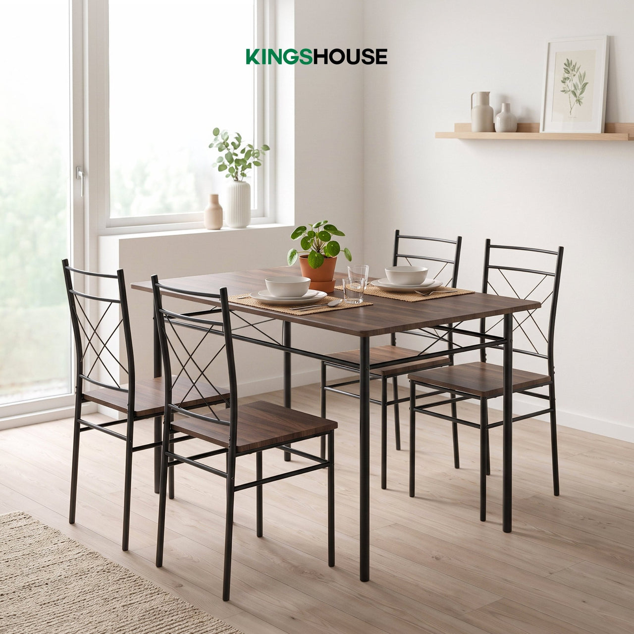Comedor Moderno Rectangular 5 Piezas Con 4 Sillas y Mesa