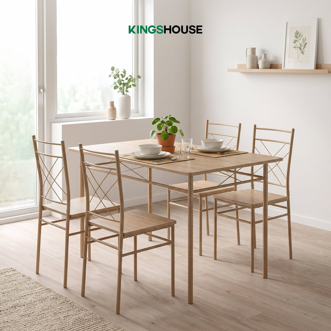 Comedor Moderno Rectangular 5 Piezas Con 4 Sillas y Mesa