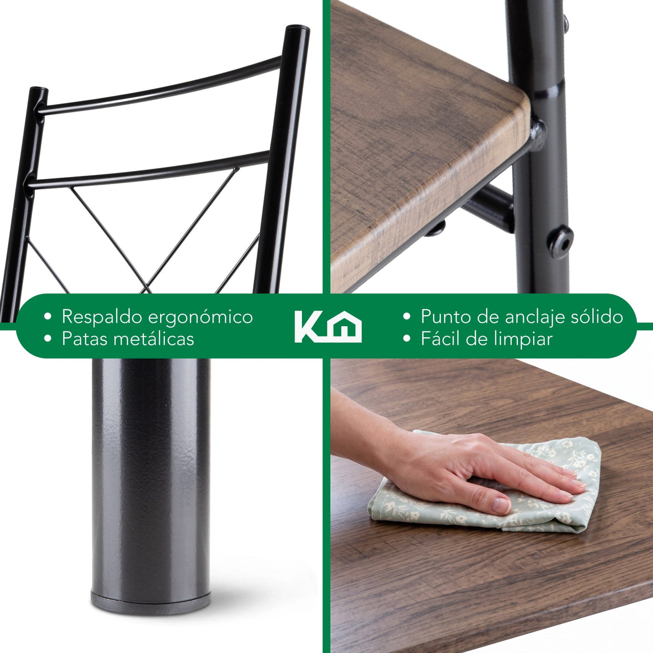 Comedor Moderno Rectangular 5 Piezas Con 4 Sillas y Mesa