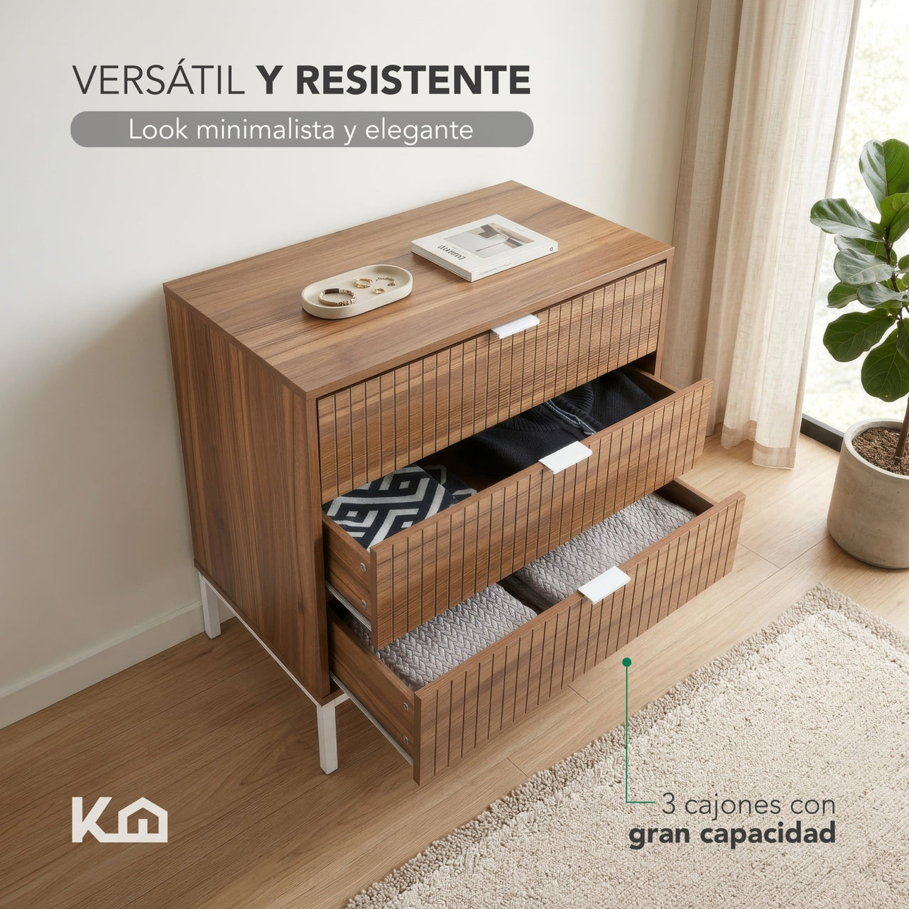Cómoda Cajonera 3 Cajones Mueble Organizador Nórdico