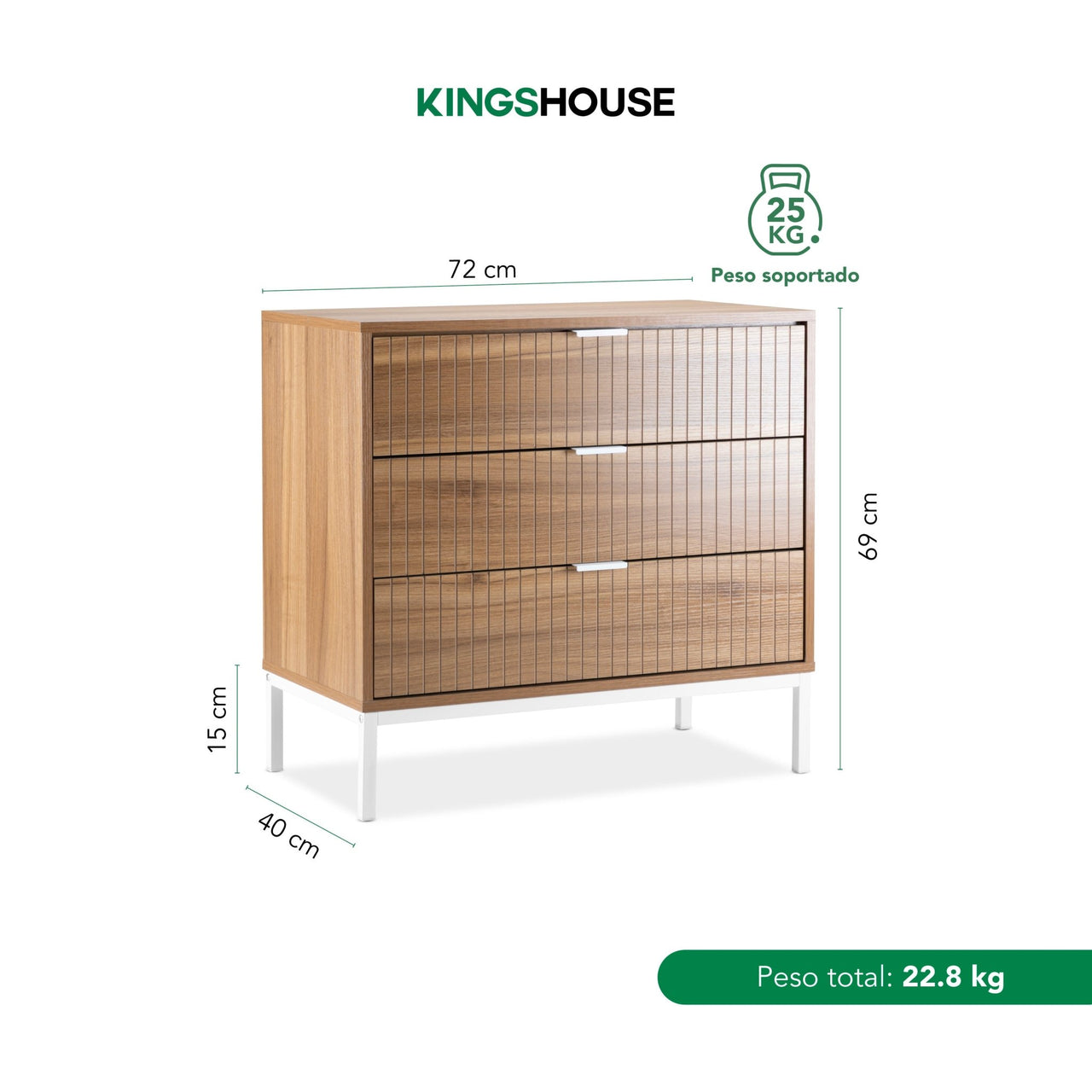 Cómoda Cajonera 3 Cajones Mueble Organizador Nórdico