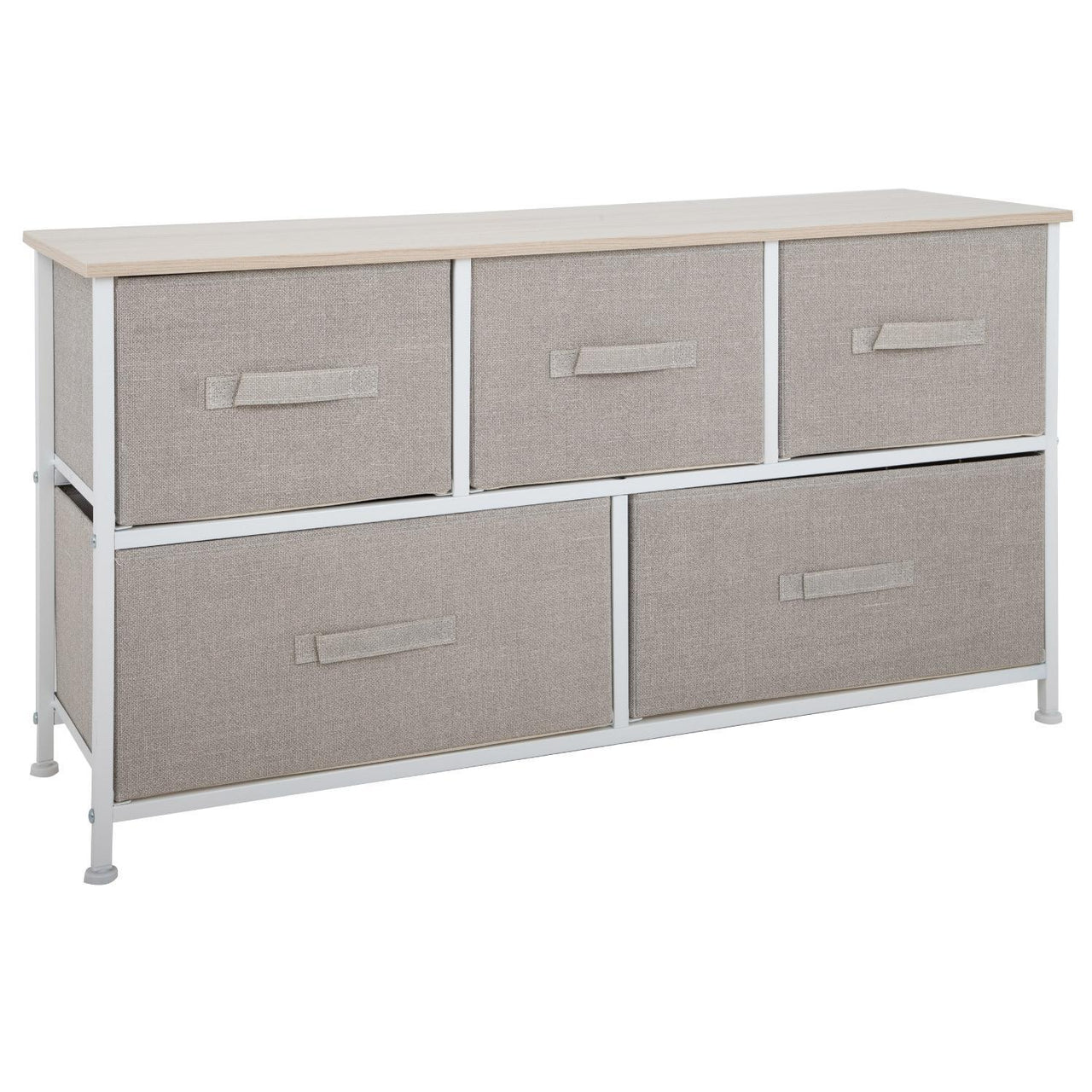 Comoda Cajonera de 5 Cajones Mueble Organizador Tela Madera