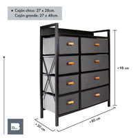 Thumbnail for Comoda Cajonera Madera 8 Cajones De Tela Mueble Organizador
