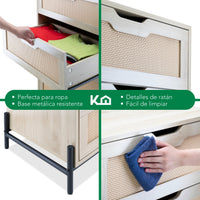 Thumbnail for Cómoda Cajonera Moderna con 5 Cajones de Madera y Ratán