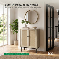 Thumbnail for Credenza Bufetera Aparador 2 Puertas Moderna Madera y Metal