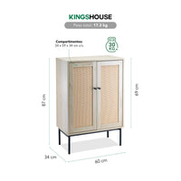 Thumbnail for Credenza Bufetera Aparador 2 Puertas Moderna Madera y Metal