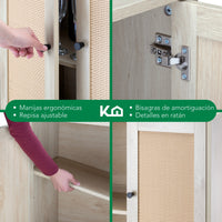 Thumbnail for Credenza Bufetera Aparador 2 Puertas Moderna Madera y Metal