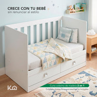 Thumbnail for Cuna Colecho de Madera 2 en 1 Corral Multifuncional