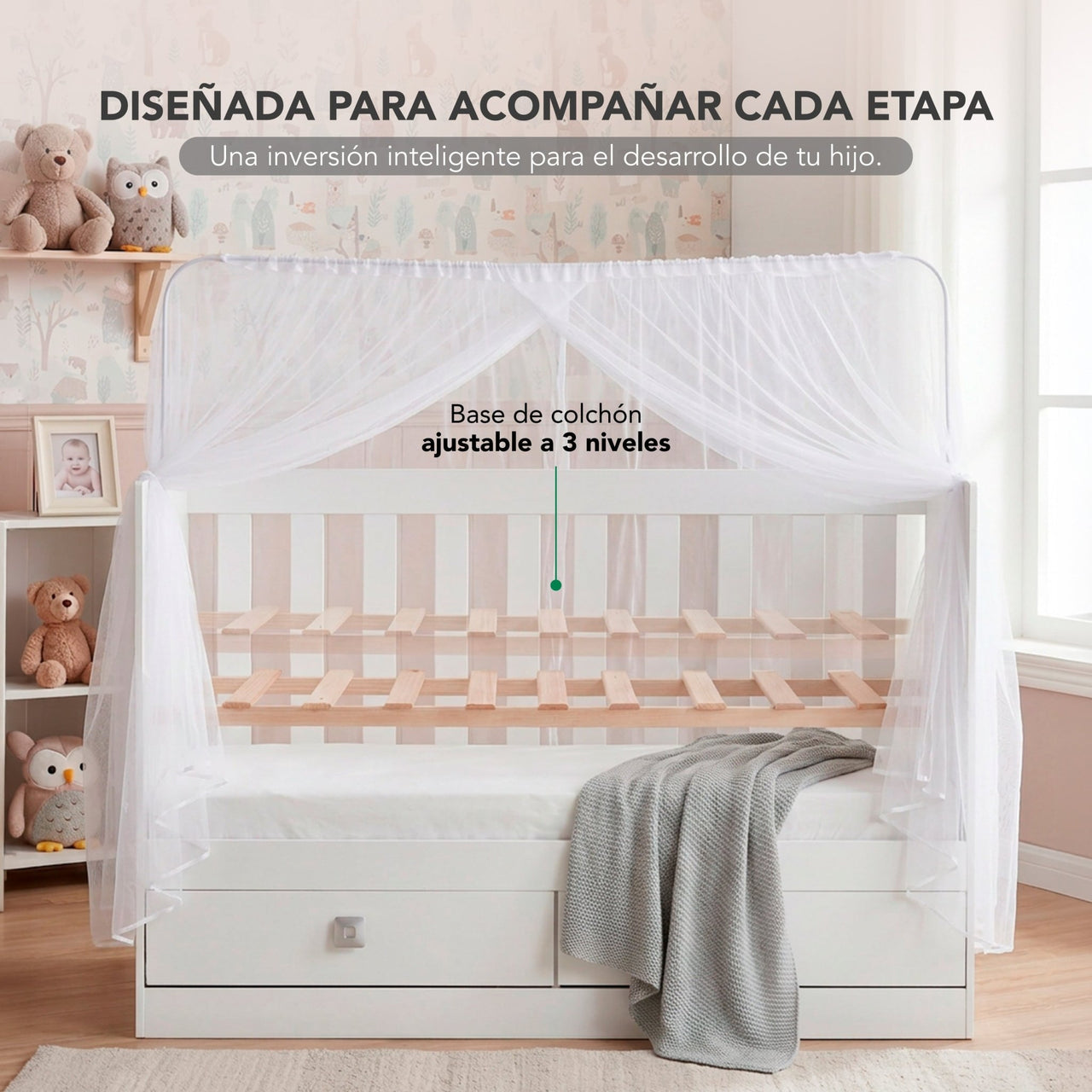 Cuna Colecho de Madera 2 en 1 Corral Multifuncional