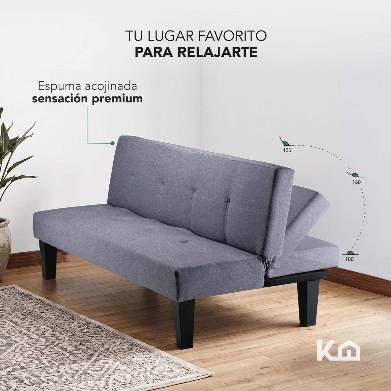 Sofá Cama Individual Reclinable Plegable de 3 Plazas