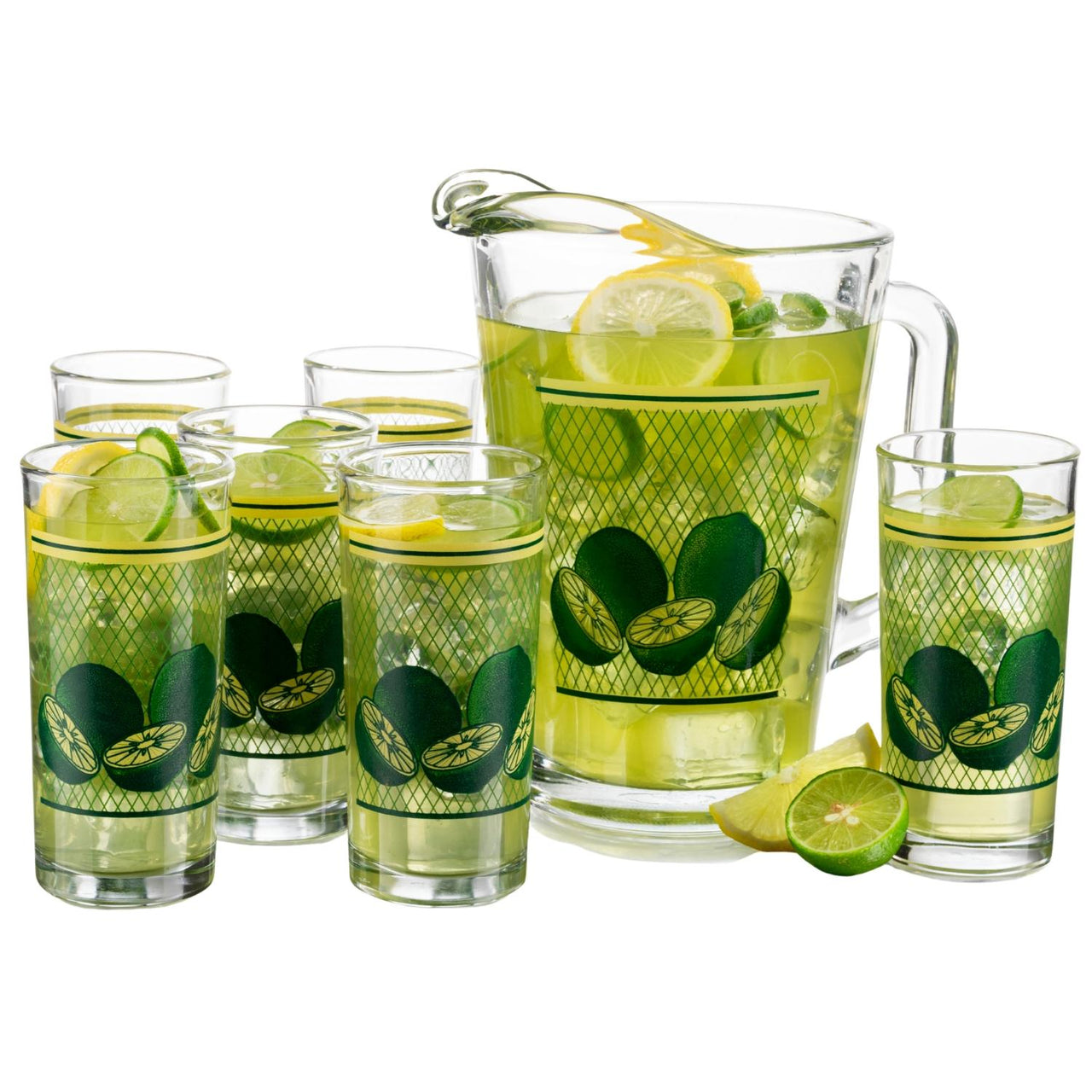 Juego Jarra Vasos 1.77 Litros 295 ml De Vidrio 7 piezas