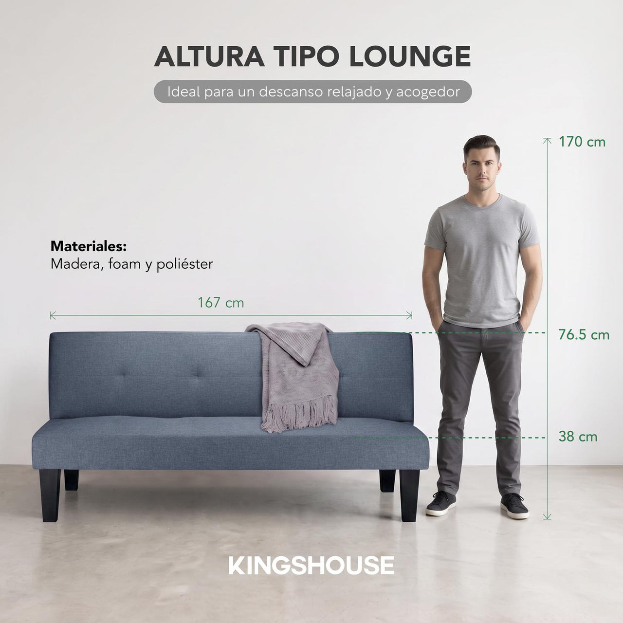 Sofá Cama Individual Reclinable Plegable de 3 Plazas