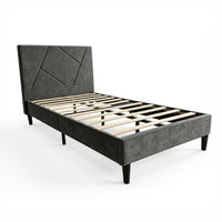 Thumbnail for Base Cama Individual Madera con Cabecera Tapizada Resistente
