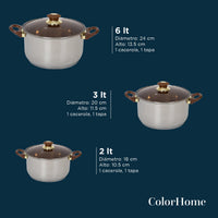 Thumbnail for Batería de Cocina 11 Piezas Acero Tricapa Inoxidable