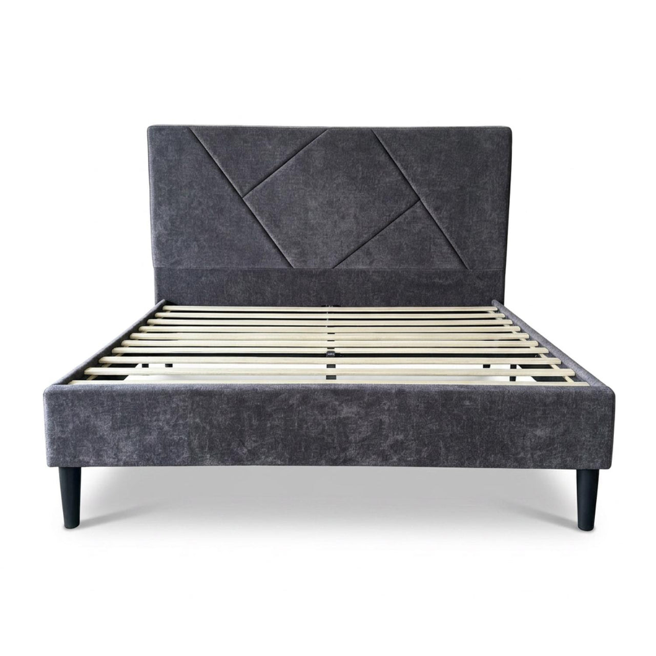 Base Cama Queen Size Madera con Cabecera Tapizada Resistente
