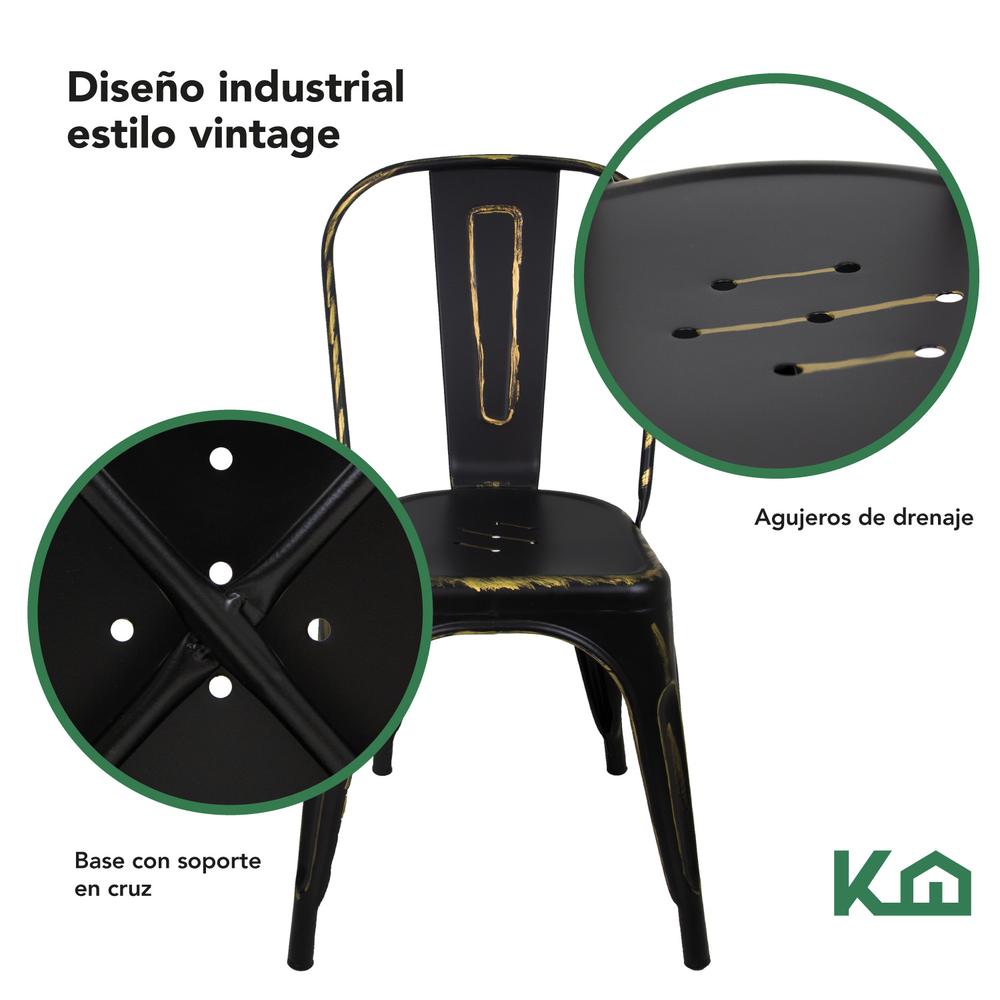 Silla Tolix Metal Comedor Casa Restaurante Exterior 4 Piezas