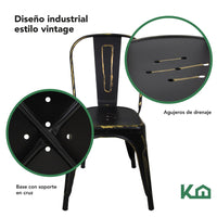 Thumbnail for Silla Tolix Metal Comedor Casa Restaurante Exterior 4 Piezas