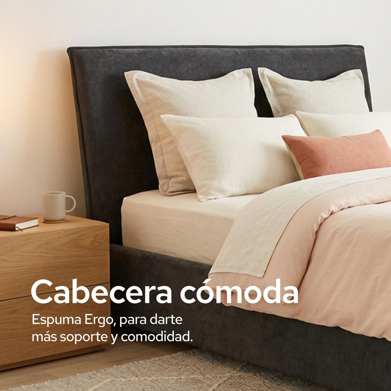 Cama Queen Size Color Dreams | Madera Tapizada | 204x150 cm