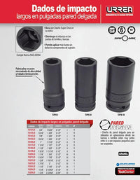 Thumbnail for Dado Impacto 3/4 Largo Pared Delgada 6 Puntas 7520ld Urrea