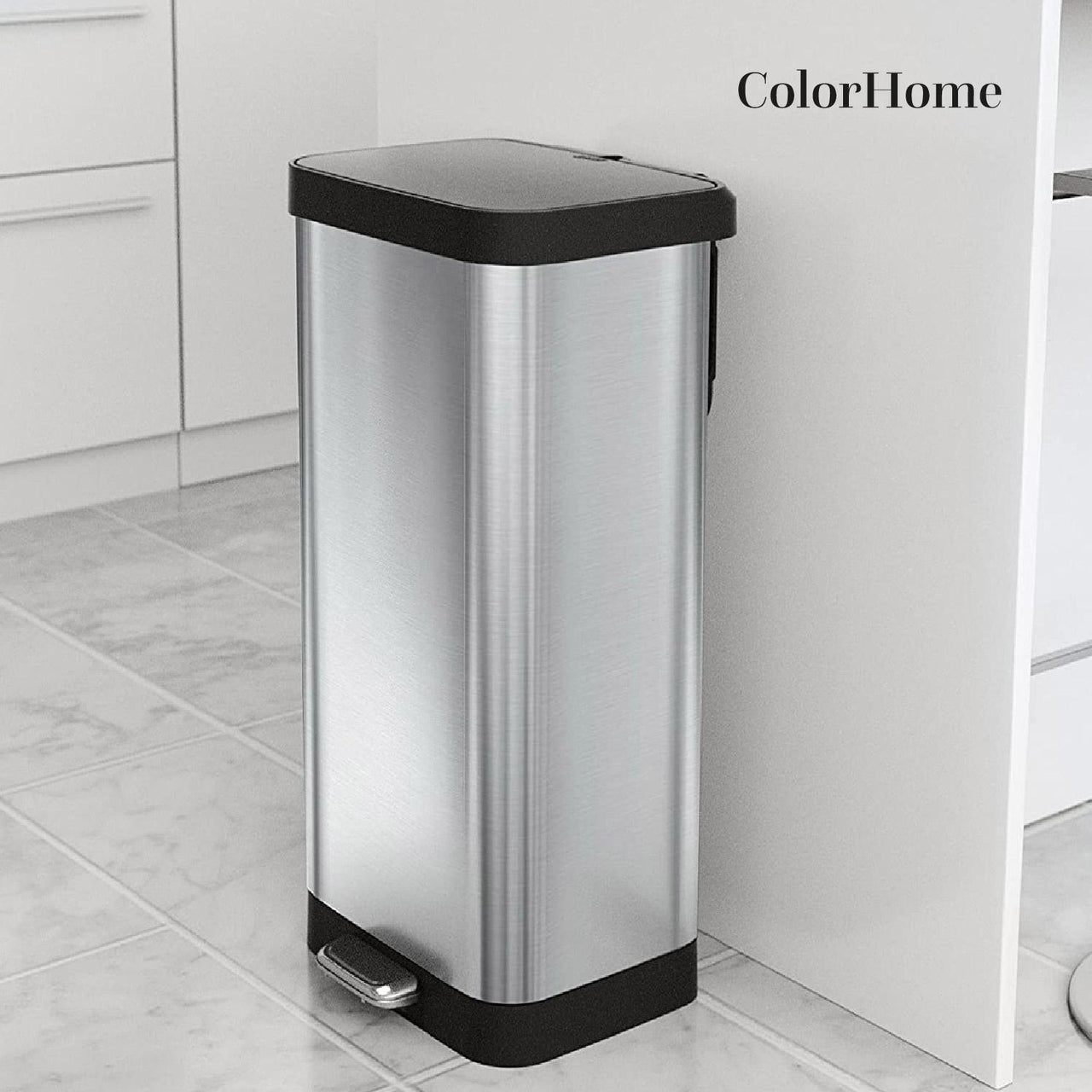 Botes de Basura 8L Acero Inox Metalico C/Pedal Cocina 2pzas