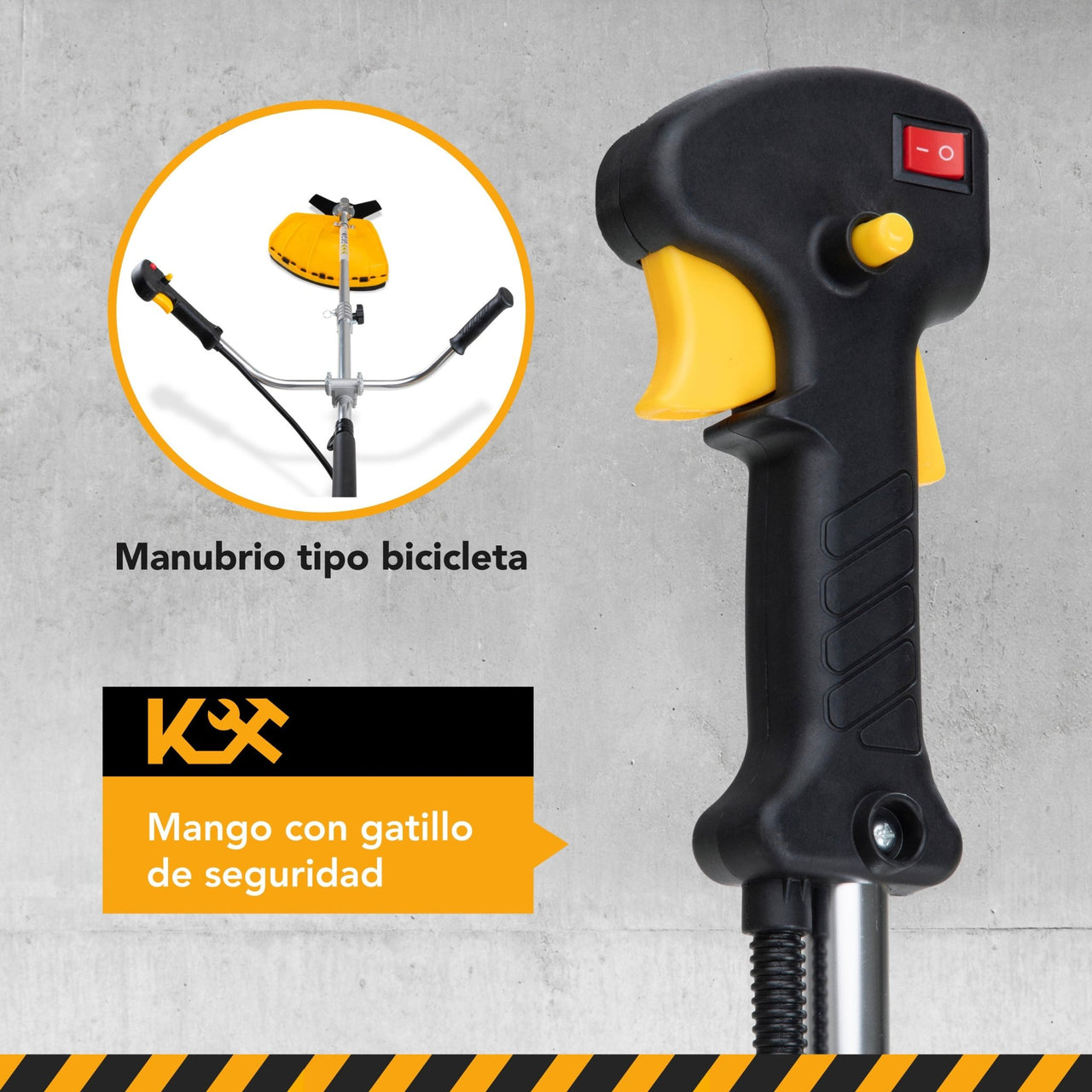 Desbrozadora Desmalezadora 52cc Motor 2 tiempos 2.5 HP + Carrete Hilo Amarillo KIND5200 Kingsman